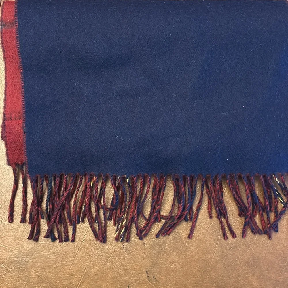 Christian Dior Monsieur 100% Marino Wool Red/Navy Plaid Scarf.